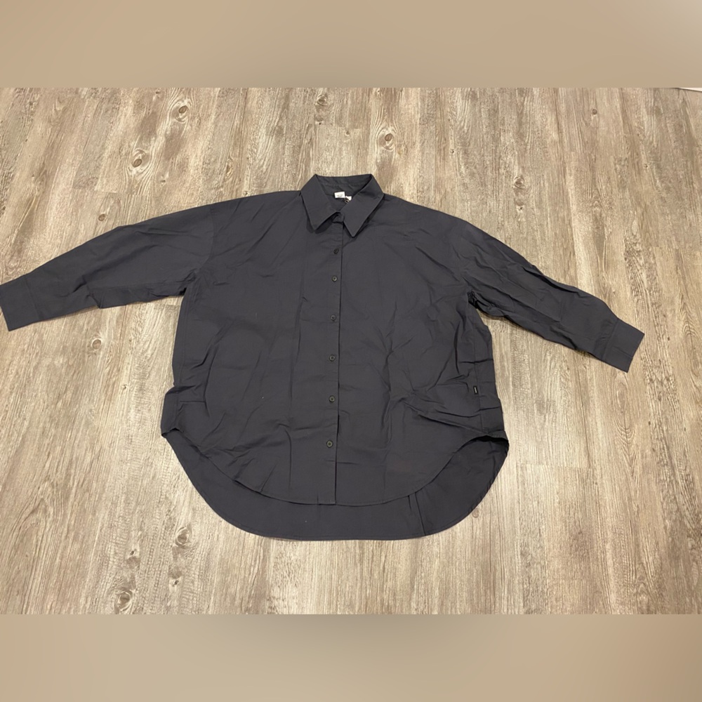 Women’s TenTree Charcoal “oversized” Button-Up Shirt XL NWT